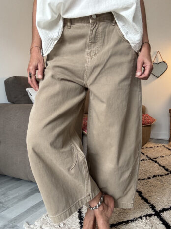 Jean barrel 7/8ème taupe