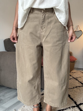 Jean barrel 7/8ème taupe