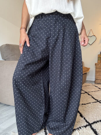 Pantalon barrel en coton et tencel