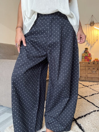 Pantalon barrel en coton et tencel