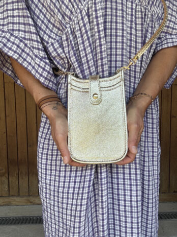 Pochette bandoulière en cuir doré