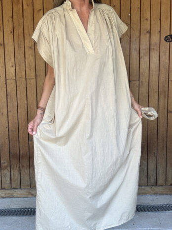 Robe longue en coton beige TU
