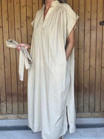 Robe longue en coton beige TU
