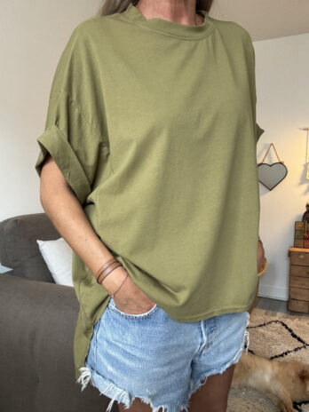 TEE shirt oversize et asymétrique olive TU
