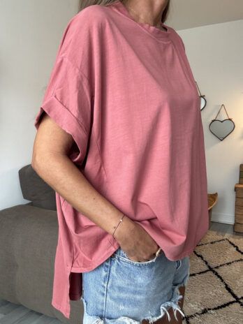 TEE shirt oversize et asymétrique vieux rose TU