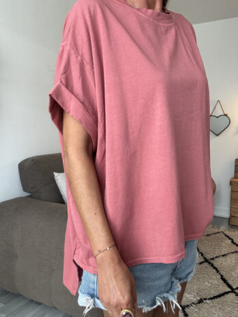 TEE shirt oversize et asymétrique vieux rose TU