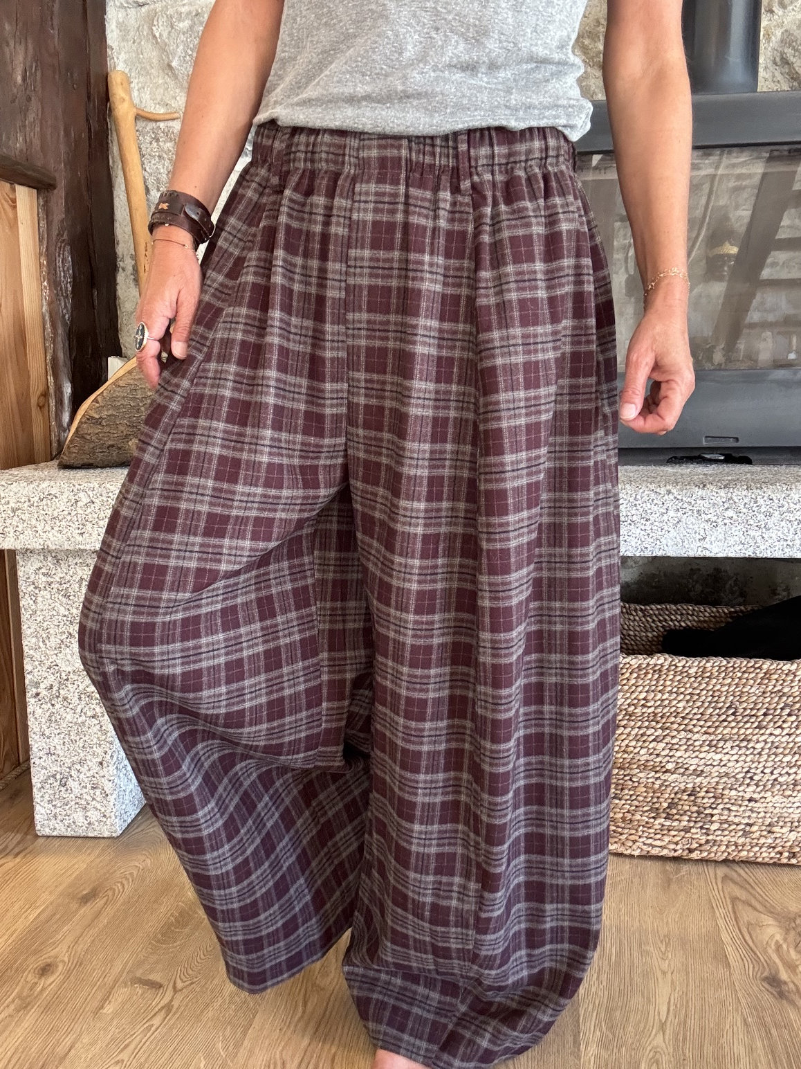 Barrel super large tartan prune TU – Image 6