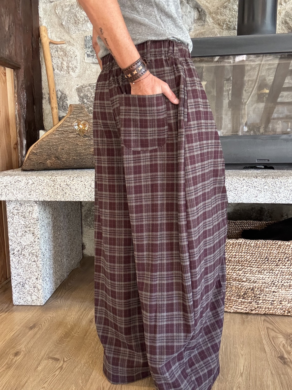 Barrel super large tartan prune TU – Image 4