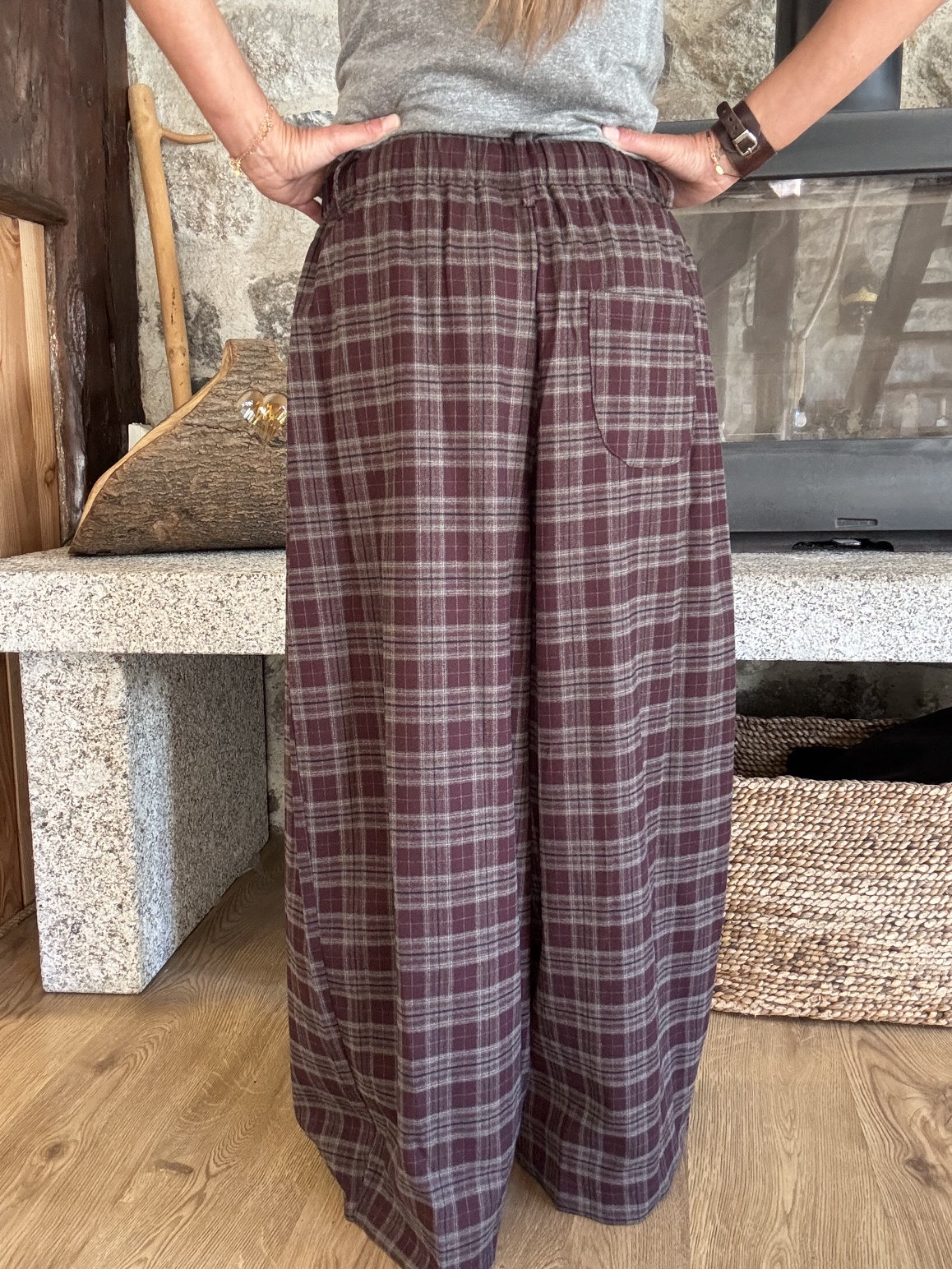 Barrel super large tartan prune TU – Image 3