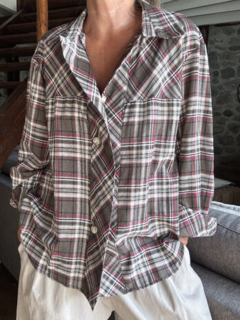 Chemise oversize tartan kaki TU