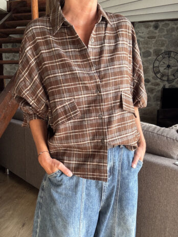 Chemise tartan marron esprit flanelle TU
