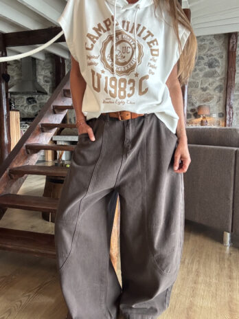 Jean barrel super large marron