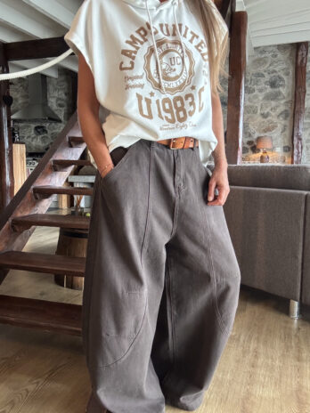 Jean barrel super large marron