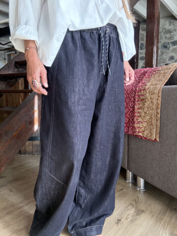 Pantalon forme barrel en denim brut