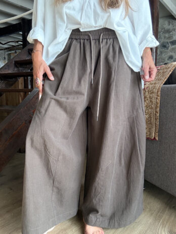 Pantalon japonais en toile marron TU