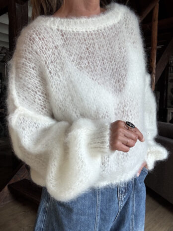 Pull oversize en mohair écru TU