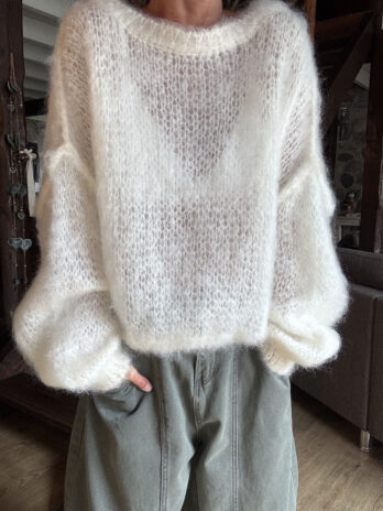 Pull oversize en mohair écru TU