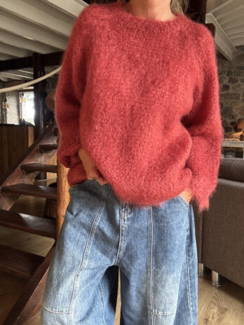 Pull oversize en mohair framboise TU