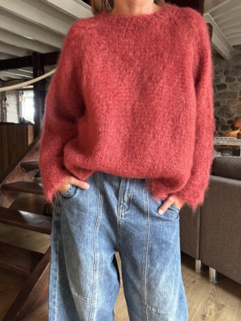 Pull oversize en mohair framboise TU