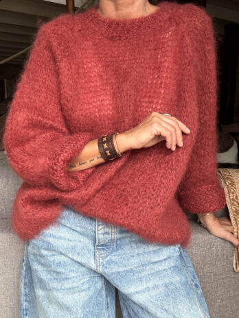 Pull oversize en mohair framboise TU