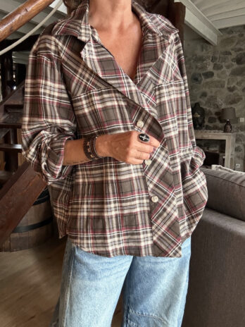 Chemise oversize tartan kaki TU